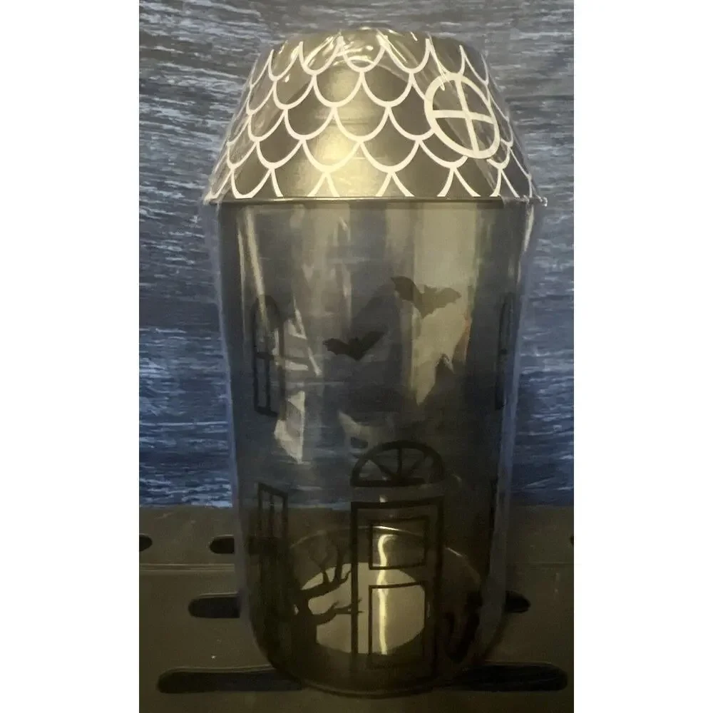 Target Haunted House NOVELTY CONTAINER Halloween Glass Jar Plastic Lid NWT